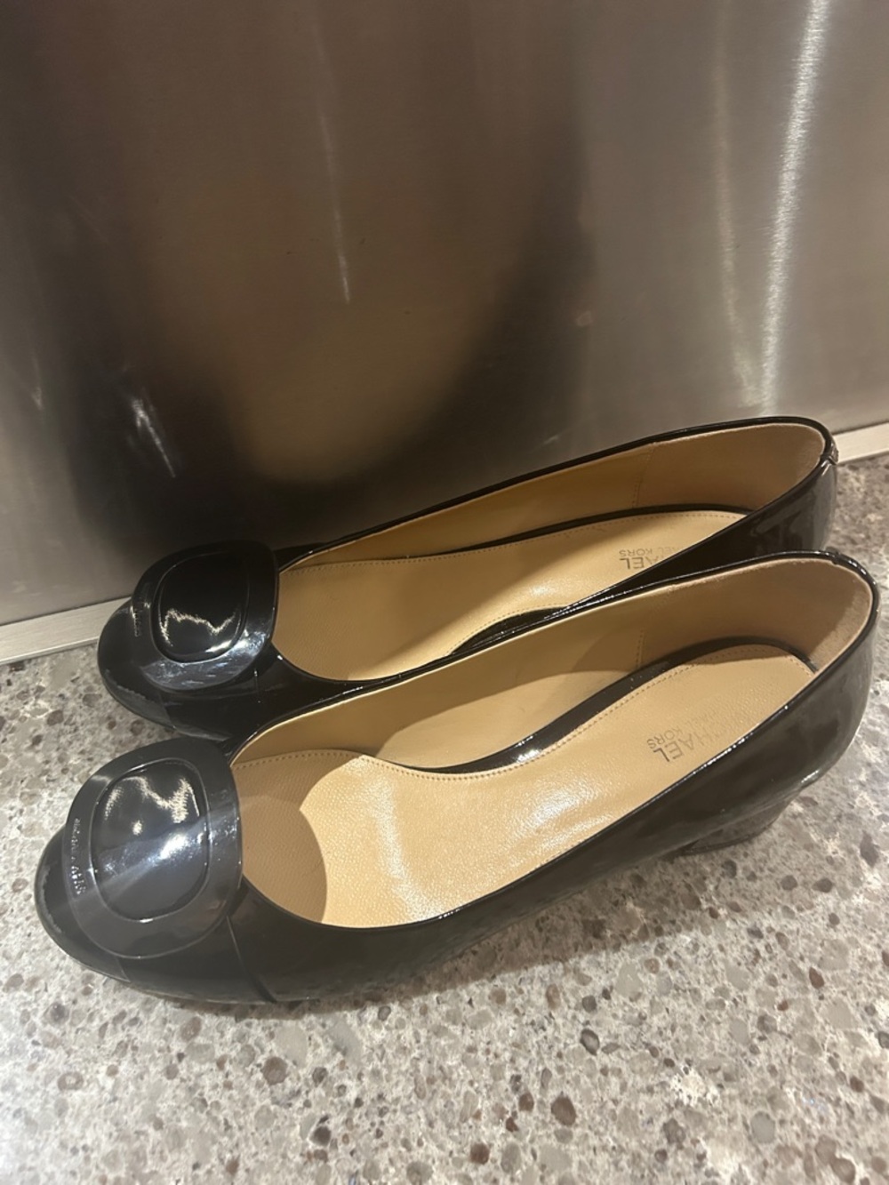 Michael Kors Black Patent Leather Round-Toe Flats